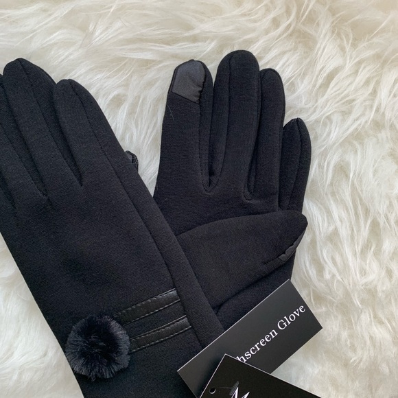 Marcus Adler pompom touchscreen gloves black NWT - Picture 4 of 6